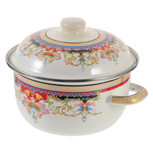 SOLUSTRE Emaille Kasserolle Dicker Vintage Kochtopf mit Zwei Griffen Geeignet für Milch Suppen Instant Nudeln Stilvoller Suppentopf mit Deckel und Zufälligem Muster Praktisch für Küche SOLUSTRE Emaille Kasserolle Dicker Vintage Kochtopf mit Zwei Griffen Geeignet für Milch Suppen Instant Nudeln Stilvoller Suppentopf mit Deckel und Zufälligem Muster Praktisch für Küche von SOLUSTRE