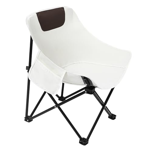 SOLUSTRE Faltbarer Outdoor Campingstuhl Klappstuhl Leicht Atmungsaktiv Mit Seitentasche Für Garten Strand Picknick von SOLUSTRE