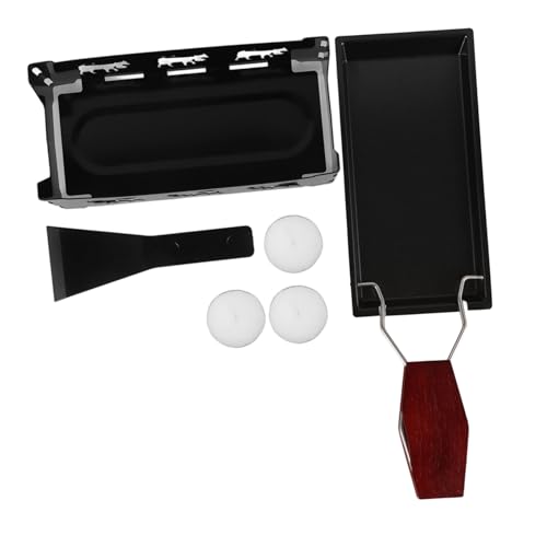 SOLUSTRE Faltbares Raclette Grillset mit Kerzen Antihaftbeschichtete Mini Grillpfanne mit Holzgriff Tragbar für Outdoor Camping Vielseitig zum Schmelzen von Käse und Butter Einfache von SOLUSTRE