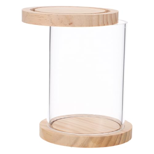 SOLUSTRE Figurenanzeige Schrank Figuren vitrine Staubdichte Vitrine Modell Sammelbox Vitrine Figur Vitrine Puppenspielkoffer Mini-Tragetasche hölzern Beige von SOLUSTRE