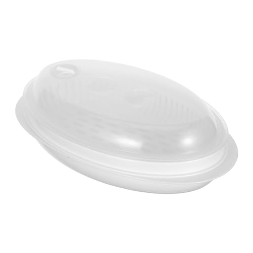 SOLUSTRE Fischdampfer mit Deckel Großer Dampfgarer für Mikrowelle zum Dämpfen von Fisch und mit Entlüftungsöffnung und Ergonomischem Griff von SOLUSTRE