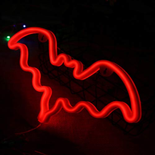 SOLUSTRE Fledermaus Geformte Leuchtreklamen Neonlicht LED Lichter Nachttisch Dekorative Lampe Halloween Kunst Wanddekoration von SOLUSTRE