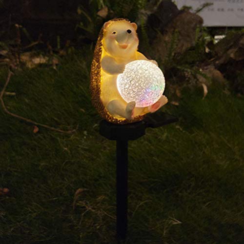 SOLUSTRE Gartenstecker Solarleuchten Igel Figur Solarlicht LED Solar Gartenleuchte Harz Miniatur Eule Bunte Lichter Rasen Hof Terrasse Garten Landschaft Party Dekoration von SOLUSTRE