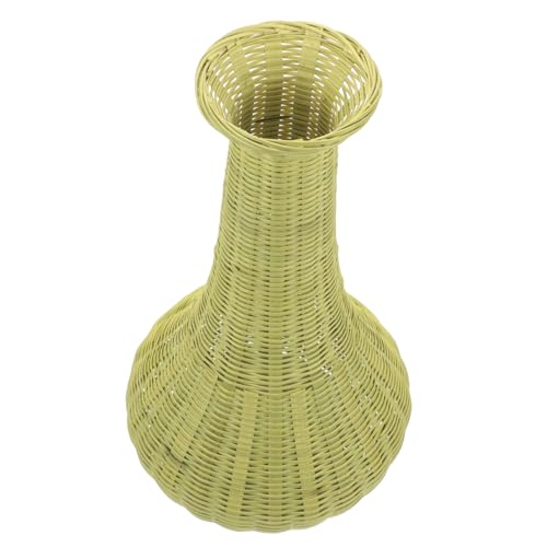 SOLUSTRE Geflochtene Vase Langhals Tischvase Rustikaler Landhausstil Dekorative Blumenvase Für Trockenblumen Und Zimmerpflanzen Natürliche Handgefertigte Deko Vase von SOLUSTRE
