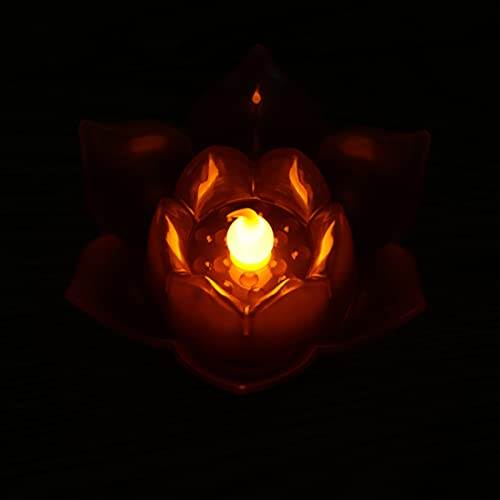 SOLUSTRE Geführtes Teelicht Lotus LED Kerzen Kunststoff Lila Künstliche Lotusblume Elektrische Flammenlose Kerzen Glückwunsch Stimmungslichter Garten Party Festival Dekoration von SOLUSTRE