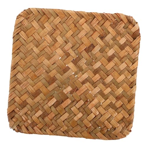 SOLUSTRE Gewebte Tischsets Seegras-Matte Untersetzer für Kaffeetassen Wasser Untersetzer gewebte Plakat Ratan-Tischsets Tasse Pad Trinken Runde Rattan-Tischmatte Retro-Tischset Stroh Orange von SOLUSTRE