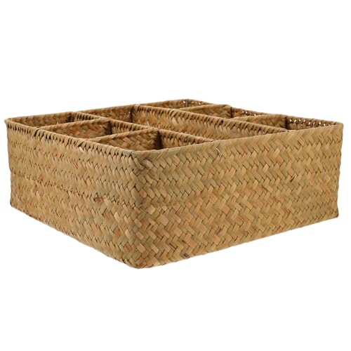 SOLUSTRE Aufbewahrungsbox Stapelbar Mit Unterteilung Für Lebensmittel Geflochtener Korb Für Kleinigkeiten Organizer Für Schreibtisch Und Zuhause von SOLUSTRE