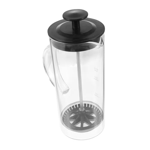 SOLUSTRE Glas Kaffee Milch Aufschäumer mit Deckel Hitzebeständig Presskanne Ausguss Langlebig für Büro Haushalt für Kaffeeliebhaber von SOLUSTRE