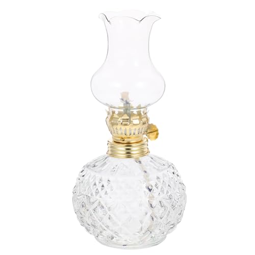 SOLUSTRE Glas Petroleumlampe Retro Vintage Öllaterne Tischlampe Brennende Öllampe Petroleumlampe Mit Glasabdeckung Für Zuhause Und Outdoor-Gebrauch von SOLUSTRE