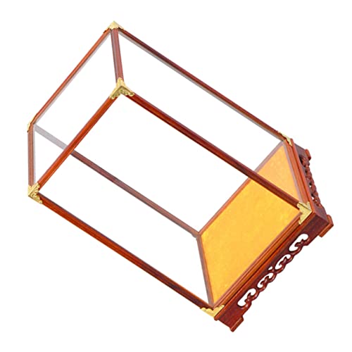 SOLUSTRE Glasvitrine Mit Holzrahmen Transparente Dekobox Als Schreibtischständer Multifunktionales Aufbewahrungsbehältnis Für Sammlerstücke Fußballvitrine Oder Buddha-schutzbox Robust von SOLUSTRE