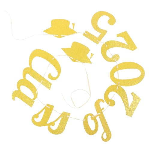 SOLUSTRE Graduationsbanner Goldener Doktorhut Papierdeko für Garten Party Wiederverwendbar Fotohintergrund Festliche Abschlussfeier Dekoration mit Klasse Of von SOLUSTRE