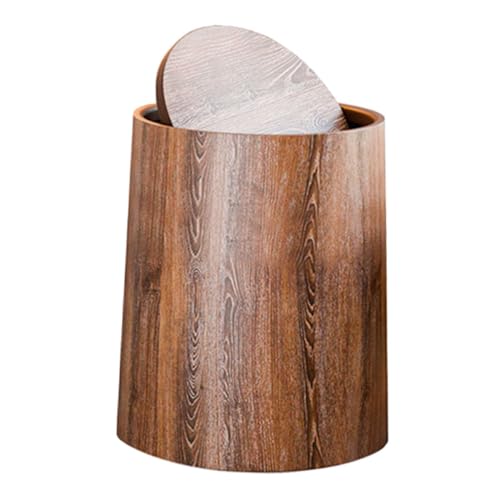 SOLUSTRE Großer Mülleimer mit Swing Deckel Abfallbehälter Holzoptik Langlebig für Bad Schlafzimmer Büro Haushalt Home Trash Can von SOLUSTRE