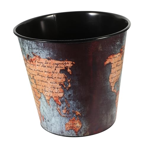 SOLUSTRE Großer Vintage Metall Mülleimer ohne Deckel Stabiler Abfalleimer für Schlafzimmer Bad Büro Praktischer Papierkorb mit Retro Design Platzsparender Haushaltsabfallbehälter von SOLUSTRE