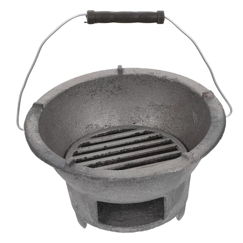 SOLUSTRE Gusseiserner Tragbarer Bbq Grill Holzkohlegrill Outdoor Grillofen Vielseitig für Camping Grillen Wärme Einfach Handhabung und Langlebige Qualität von SOLUSTRE