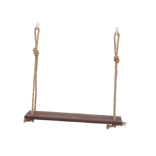 SOLUSTRE 1stufe Hängeregal Aus Holz Seilregal Mit Juteseil Schwebendes Regal Für Wandmontage Robust Für Blumentöpfe Und Dekorationen Dunkelbraun von SOLUSTRE