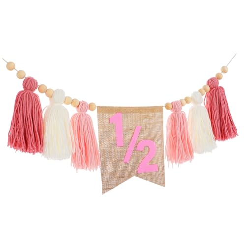SOLUSTRE Halbgeburtstag Hochstuhl Banner aus Polyester Leichtes Stabiles Party Dekoration Wimpelgirlande für Jungen Mädchen und Wiederverwendbar für Geburtstagsfeier von SOLUSTRE
