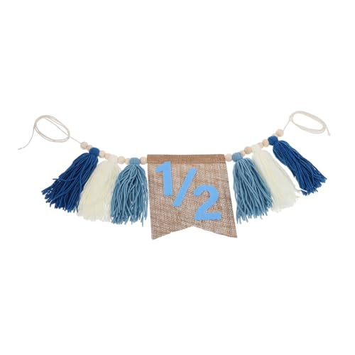 SOLUSTRE Halbgeburtstagsbanner Quaste Wandbehang Boho Quastengirlande Hochstuhl Geburtstagsbanner Quaste Hochstuhl Banner Halbgeburtstagsdekorationen Boho Geburtstagsbanner von SOLUSTRE