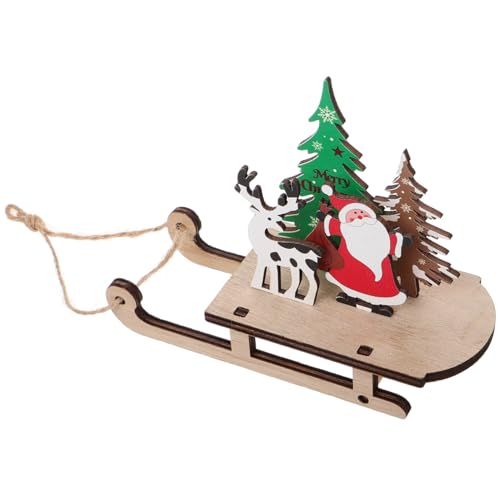 SOLUSTRE Handbemalte Holzschlitten Weihnachtsdekoration mit Rentier und Schneemann Multifunktional als Baum oder Tischdeko Festliche Winter Ornamente für Innen und Außenbereich DIY von SOLUSTRE