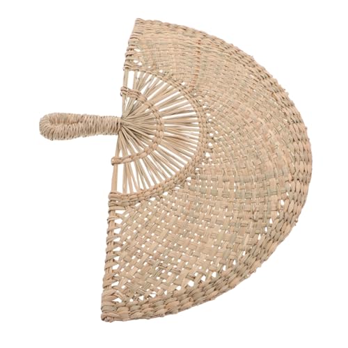 SOLUSTRE Handgefertigter Chinesischer Strohfächer Halbrund Natürlicher Gewebter Sommerlüfter Vielseitige Boho Wanddekoration Rustikaler Landhausstil Leicht und Kunstvoll für Zuhause und von SOLUSTRE