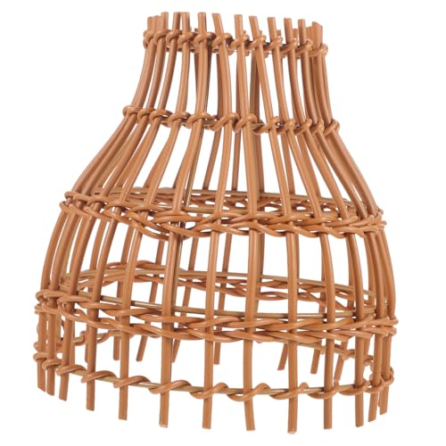 SOLUSTRE Handgefertigter Lampenschirm aus Imitations rattan Rustikale Pendelleuchte Dekorativer Lampenschirm für Wohnzimmer Schlafzimmer Vielseitig Einsetzbar Ersatz für Deckenleuchte von SOLUSTRE