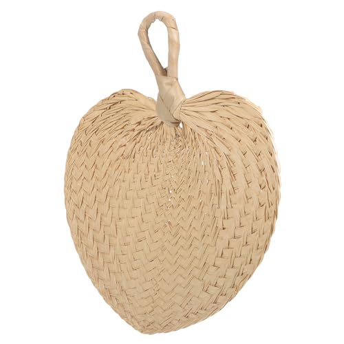 SOLUSTRE Handgefertigter Natürlicher Strohfächer Sommerlicher Leichter Bastfächer mit Griff für Zuhause Outdoor und Spaziergänge Handgewebter Traditioneller Lüfter Breit von SOLUSTRE