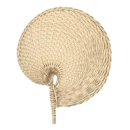 SOLUSTRE Handgefertigter Natürlicher Strohhäfchenfächer Tragbarer Sommeraccessoire mit Menschlichem Griff Geeignet als Wanddekoration und für Strandpartys und Hauswarming von SOLUSTRE