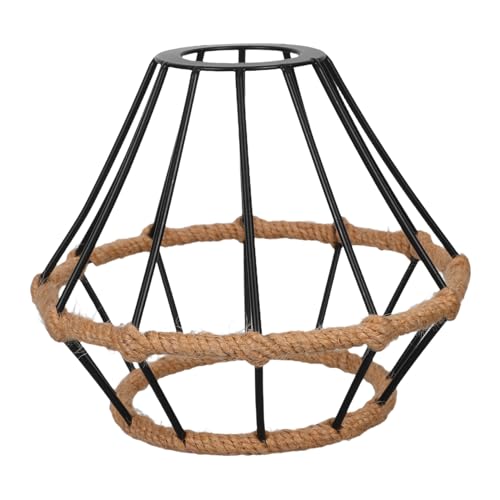 SOLUSTRE Handgefertigter Rustikaler Metall-gewebter Lampshade für Fassung Industrielle Vintage-deckenleuchte Stilvoller Boho-look Kompatibel mit Vielseitigen Leuchtmitteln Schwarz von SOLUSTRE