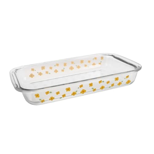 SOLUSTRE Hitzebeständiger Glass Roasting Pan Rechteckiger Bräter Backform für Lasagne Brot Fisch Ofen Mikrowellengeeignet Multifunktionaler Glasbackblech mit Hoher Temperaturresistenz von SOLUSTRE
