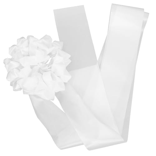 SOLUSTRE Hochzeitsdekoration Autoblume Weiße Große Blumenball mit Seidenband Schleifen Vielseitige Auto Schmuck für Hochzeit Einfache Montage Brautwagen Dekoration von SOLUSTRE