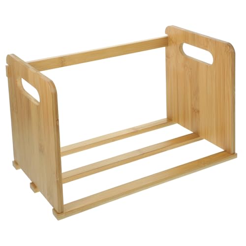 SOLUSTRE Holztisch Schallplattenständer Bücherregal Aus Holz Cd Displayhalter Kompakt Mit Buchstützen Für Schreibtisch Für Vinyl Sammlungen 32cm Lang von SOLUSTRE