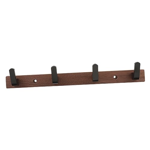 SOLUSTRE Holz Kleiderhaken Wandmontage Fach Haken aus Walnuss Eleganter Hängeorganizer für Mäntel Taschen und Hüte für Schlafzimmer und Bohrfreier Einsatz von SOLUSTRE