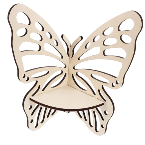 SOLUSTRE Holz Schmetterling Wandregal Wandmontiertes Eckregal zur Dekoration für Wohnzimmer und Schlafzimmer und Langlebig für Bücher und Ornamente von SOLUSTRE