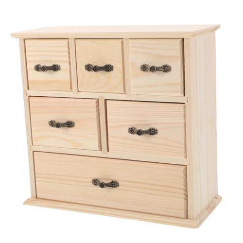 SOLUSTRE Holzschubladenbox Mit Trennwänden Aufbewahrungsbox Für Schreibtisch Oder Bastelbedarf Rustikaler Organizer Für Arbeitsplatte Oder Schminktisch Kompakt Und Leicht von SOLUSTRE
