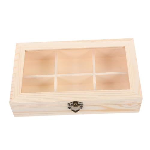 SOLUSTRE Holz Teebeutel Aufbewahrungsbox mit Fächern und Glasfenster Vielseitiger Organizer für Tee Kaffee und Zuckerbeutel Platzsparend Modernes Design für Zuhause und Restaurant von SOLUSTRE