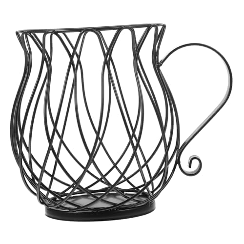 SOLUSTRE Kaffeekapselhalter aus Robustem mit Katzenohr Ständer Multifunktionaler Aufbewahrungskorb für Kaffee Obst und Snacks Stabiler Organizer für Küche Büro und Schwarz von SOLUSTRE