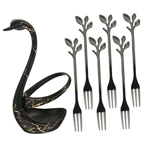 SOLUSTRE Kaffeelöffel Set mit Schwarzem Basishalter Teiliges Dessert und Obstgabel Set Küchenlöffel mit Elegantem Design und Langlebiger Glatter Oberfläche von SOLUSTRE