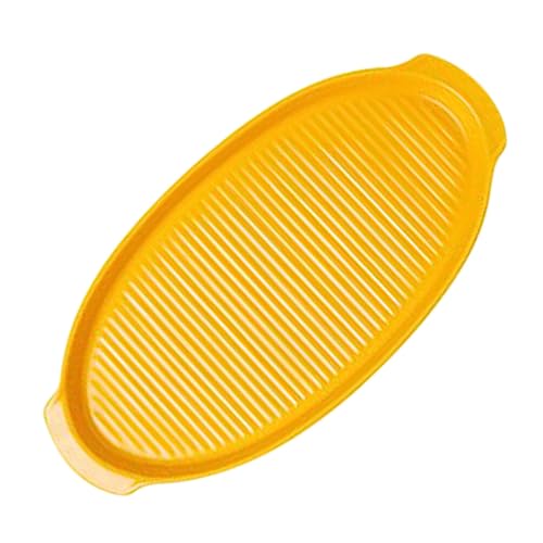 SOLUSTRE Keramik Backform Oval mit Doppelgriffen Hitzebeständig Ergonomisch Gebogen Gelb als Servierplatte für Fisch und Aufläufe Langlebig und Leicht zu Reinigen für Ofen Geeignet von SOLUSTRE