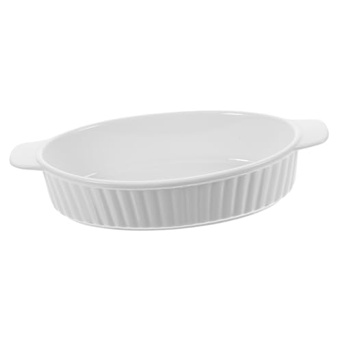 SOLUSTRE Keramik Backform Oval mit Doppelgriffen Rutsch Boden Haushalts Servierplatte Für Frühstück Dessert und Ofenbacken Geeignet von SOLUSTRE
