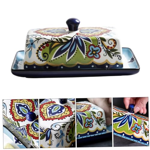 SOLUSTRE Keramik Butterdose mit Deckel und Floralem Muster Porzellan Butterplatte für Haushalt und Restaurant Praktische Aufbewahrungsbox für Frische Butter Stilvolle Butterschale mit SOLUSTRE Keramik Butterdose mit Deckel und Floralem Muster Porzellan Butterplatte für Haushalt und Restaurant Praktische Aufbewahrungsbox für Frische Butter Stilvolle Butterschale mit von SOLUSTRE