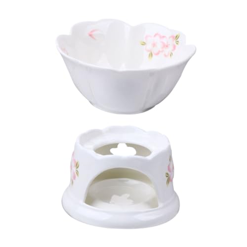 SOLUSTRE Keramik Schmelztopf für Schokolade und Käse mit Schale Hitzebeständig Einfach zu Reinigen für Küche Party Nachmittagstee Praktisches Candy Melting Fondue Zubehör von SOLUSTRE