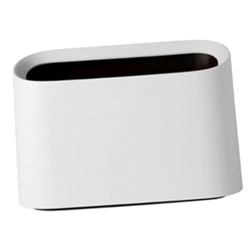 SOLUSTRE Kleiner Desktop Mülleimer aus Robustem Platzsparend mit Rundem Eckdesign Vielseitig für Büro Auto Schlafzimmer und Makeup Tisch Kompakter Tischabfalleimer ohne Deckel in Weiß von SOLUSTRE