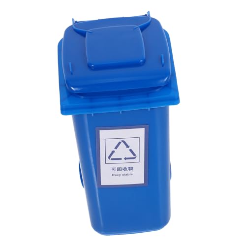 SOLUSTRE Kleiner Desktop Mülleimer mit Deckel Kompakter Tisch abfalleimer für Büro und Zuhause Geruchsdicht Multifunktional als Müll Stiftehalter Platzsparend Blau für Schreibtisch und von SOLUSTRE
