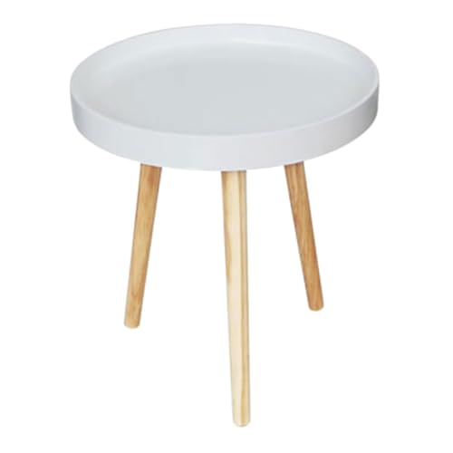 SOLUSTRE Kleiner Runder Beistelltisch aus Kiefernholz Skandinavisches Design Dekorativer Tisch für Wohnzimmer Schlafzimmer Balkon und Garten Kompakte Größe von SOLUSTRE
