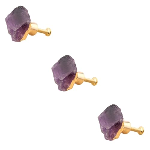 SOLUSTRE Kristall Möbelknopf aus Reinem Messing mit Amethystoptik Moderner Schrankgriff Eleganter Schubladengriff für Kommode Kleiderschrank Schuhschrank Einfache Montage ein Loch von SOLUSTRE
