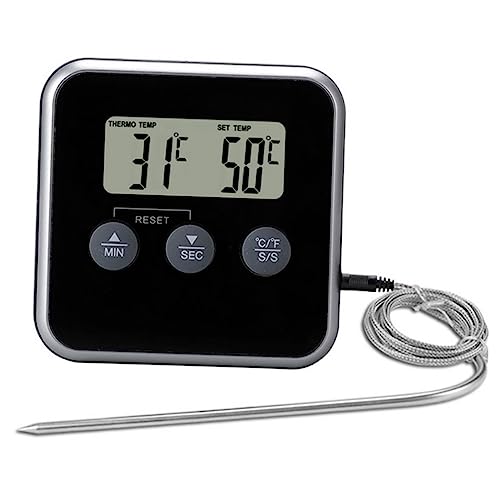 SOLUSTRE Küchen Timer Thermometer Digitales Multifunktionsgerät zur Genauen Temperaturmessung von Bbq Steak Backwaren für Backen Grillen Kochen von SOLUSTRE