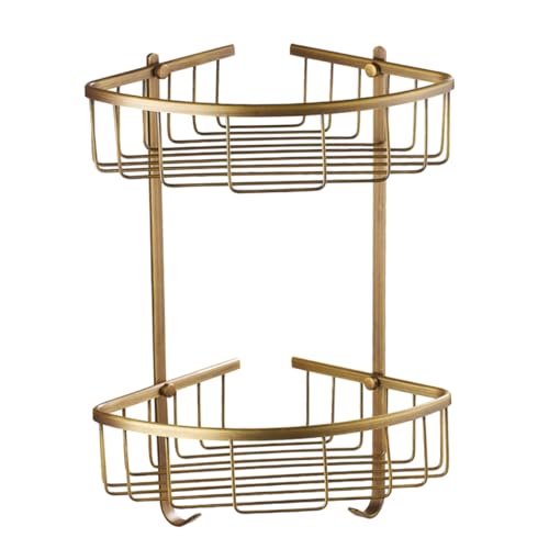 SOLUSTRE Kupfer Eckregal Wandmontage Duschkorb Doppelstöckig Badezimmer Aufbewahrung Ablage Vintage Stil Rostfrei Badezimmer Eckablage Organizer SOLUSTRE Kupfer Eckregal Wandmontage Duschkorb Doppelstöckig Badezimmer Aufbewahrung Ablage Vintage Stil Rostfrei Badezimmer Eckablage Organizer von SOLUSTRE