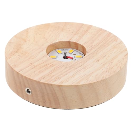 SOLUSTRE LED Holzsockel mit USB Warmweißem Licht Kristallkugel Display Ständer LED Beleuchtung Basis für Kunst Schmuckpräsentation Mehrfach Verwendbar Dekoratives Nachtlicht von SOLUSTRE
