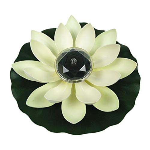 SOLUSTRE LED Solarbetriebene Wasserlaterne Schwimmlaterne Lotus Laterne Künstliche Seerose Lotusblüte Lotusblatt Deko für Pool Teich Garten Hochzeit Party Dekoration Weiß von SOLUSTRE