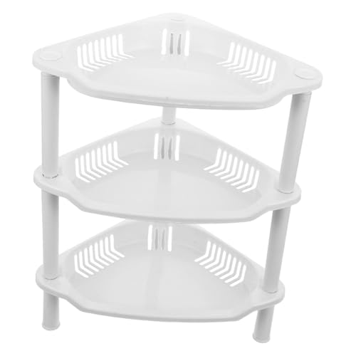 SOLUSTRE Lagiges Eckregal aus Langlebigem Kunststoff Stapelbares Aufbewahrungsregal mit Großem Stauraum Einfach zu Montierender Organizer für Küche Bad Schreibtisch Weiß von SOLUSTRE