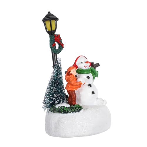 SOLUSTRE Leuchtende Weihnachtsmann-Statue Mit Led-laternenpfahl Aus Kunstharz Indoor-winterdeko Für Schreibtisch Kamin Oder Bücherregal von SOLUSTRE